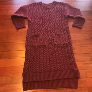 👗burgundy cable knit midi sweater dress